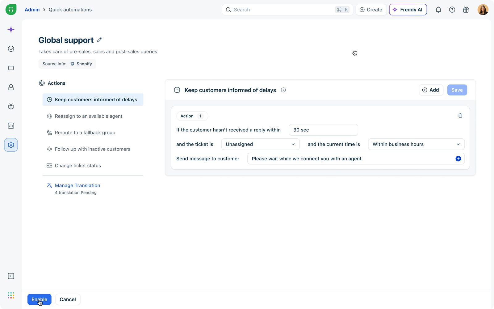Quick Automations: Enable the rule